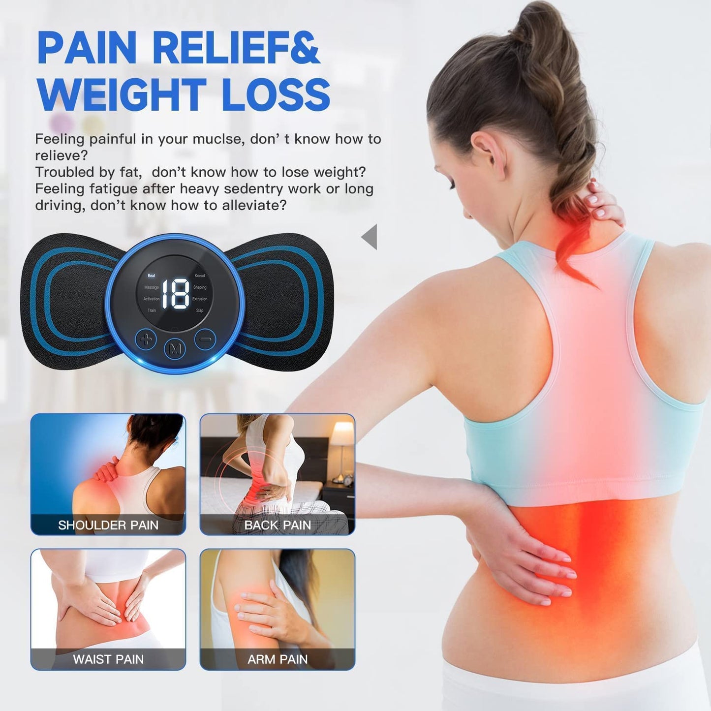Portable EMS Butterfly Massager for Blood Circulation & Pain Relief